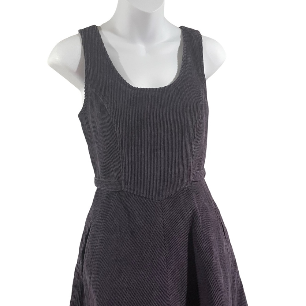 Vintage Corduroy Purple Jumper Dress Pockets Small